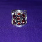 Retro style silver ring with multiple ganets